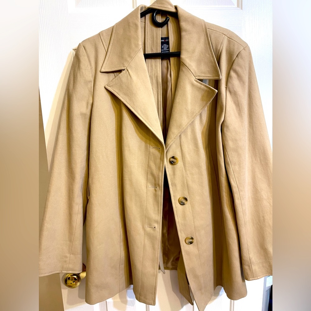 NY&Co Tan Long Button Down Coat with Belt Size XL